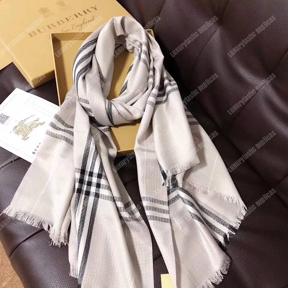 B**rry check cashmere scarf black white grey