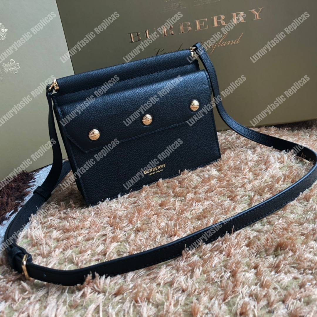 B**rry mini leather title bag with pocket detail black