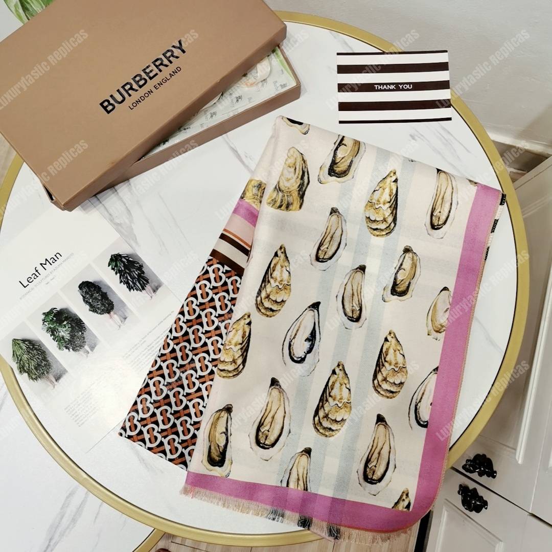 B**rry oyster, beige monogram and mariner print silk scarf archive beige
