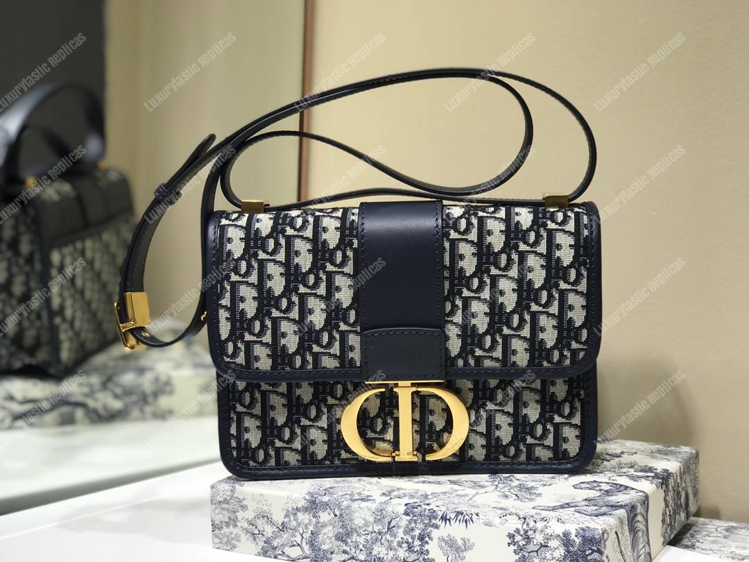 30 montaigne D*or oblique flap bag blue