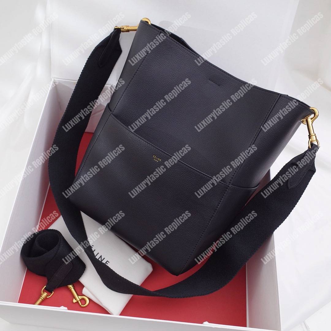Ce**e sangle bucket bag in soft grained calfskin black