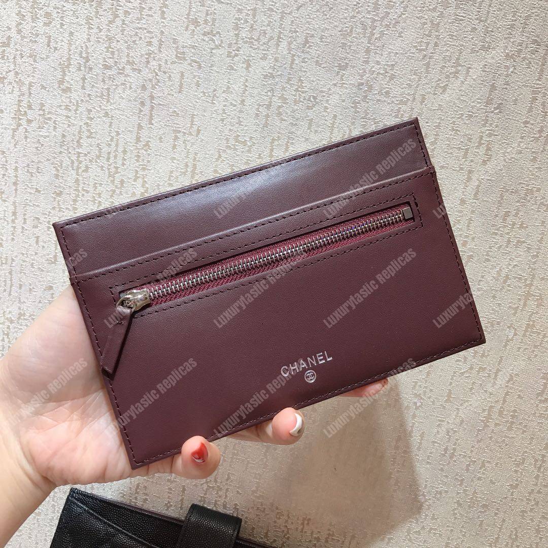 Ch*el classic pouch caviar leather silver tone black