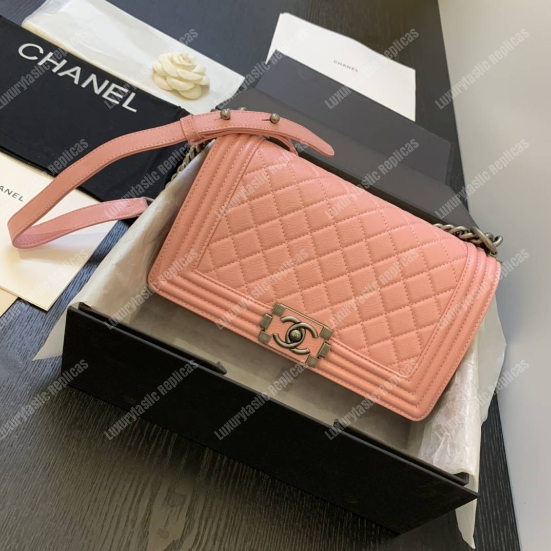 Ch*el boy medium caviar leather pink