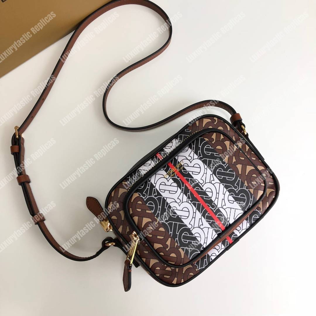 B**rry monogram stripe e-canvas camera bag bridle brown