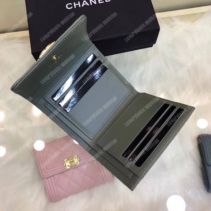Ch*el boy small flap wallet grey