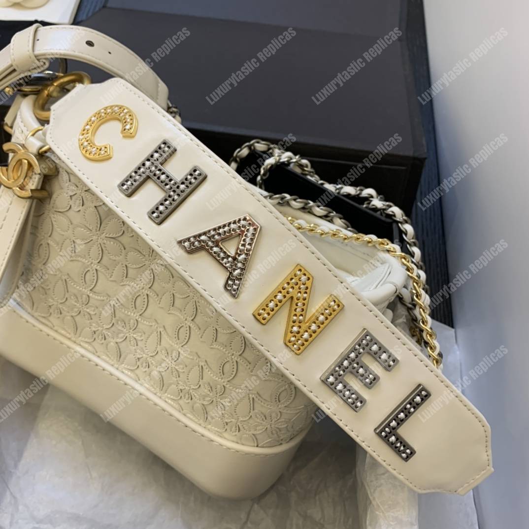 Ch*el gabrielle small hobo bag white