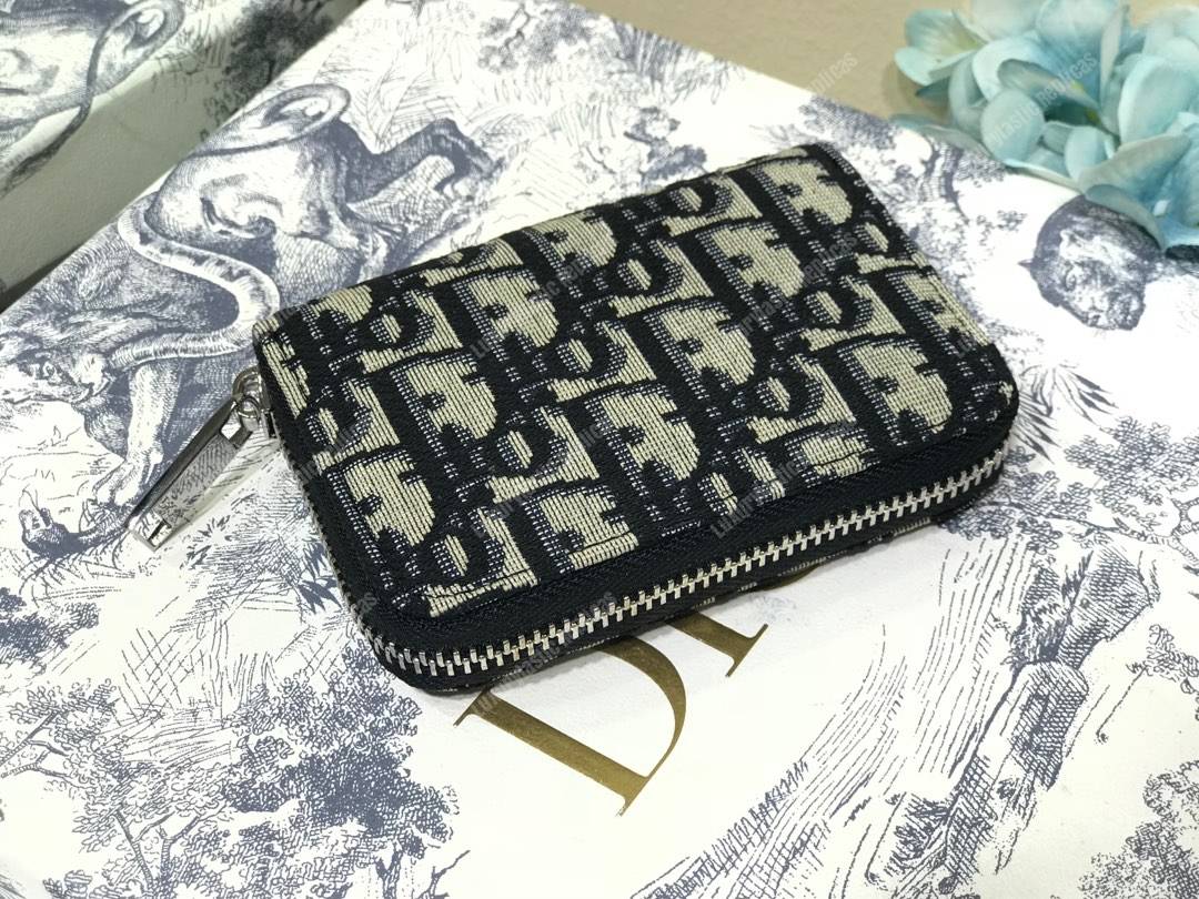 saddle D*or blue oblique wallet
