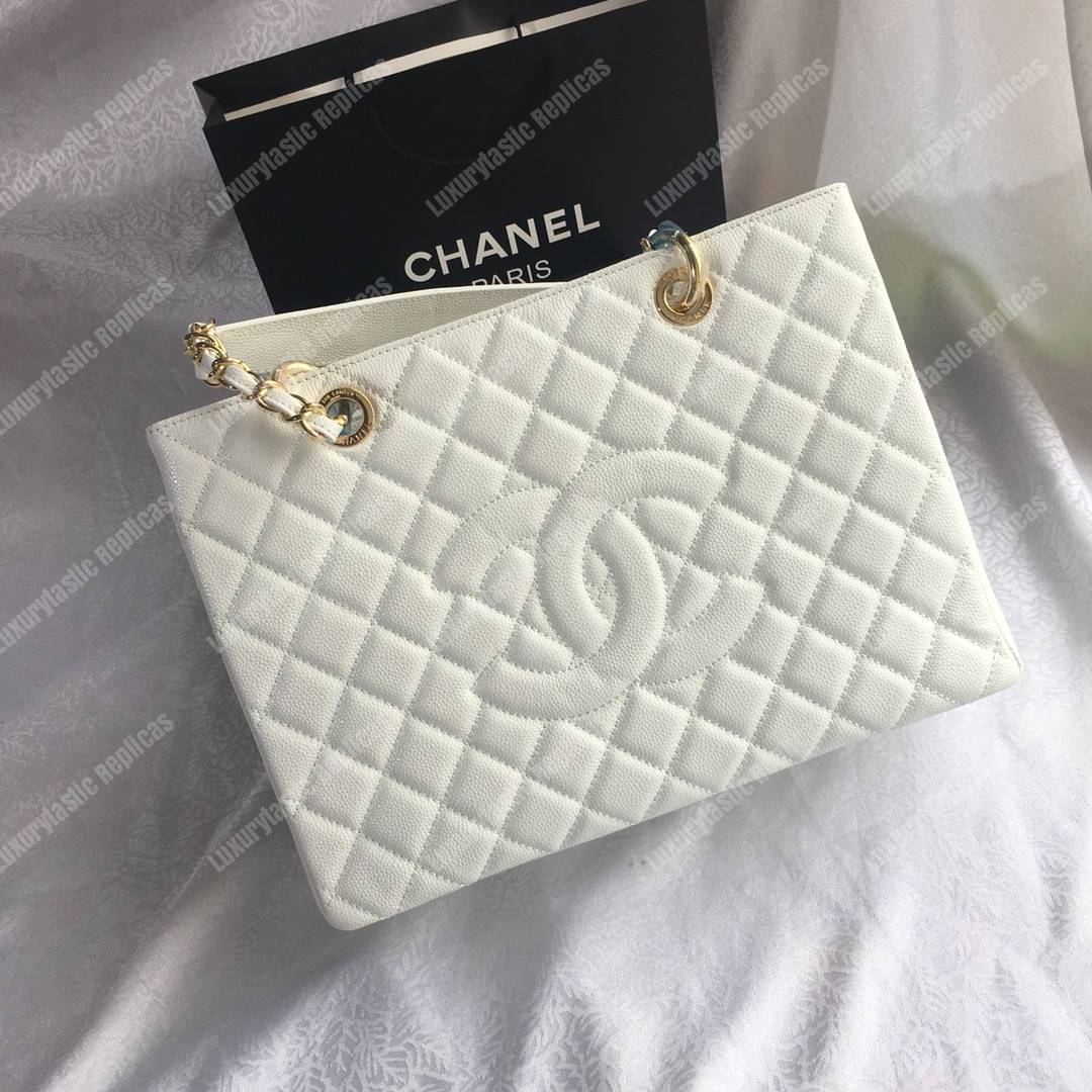 Ch*el large shopping tote white