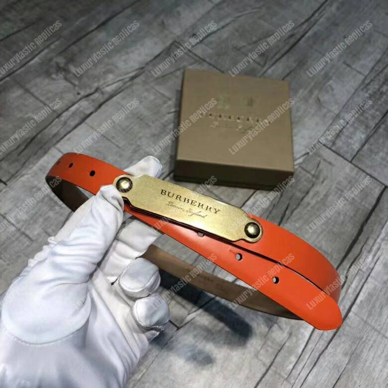 B**rry brass plaque buckle embossed bridle leather belt orange