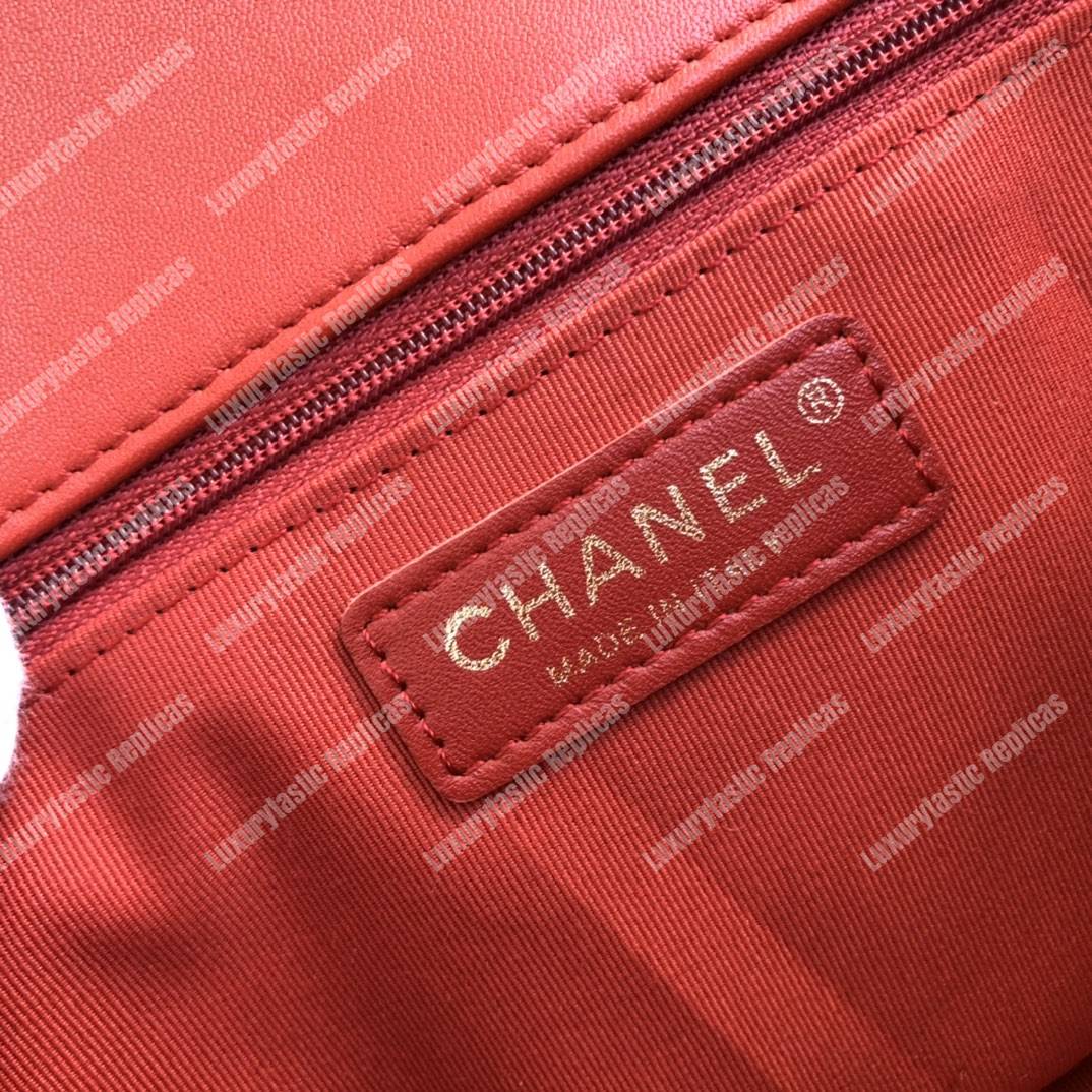 Ch*el lambskin flap bag red