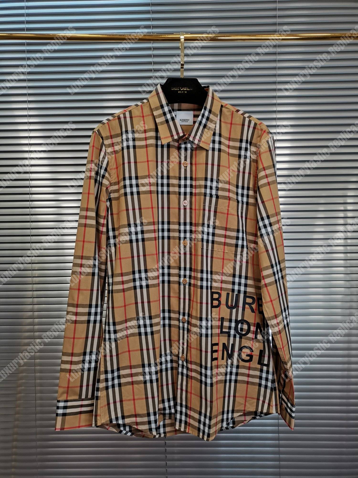 B**rry logo print check cotton oversized shirt