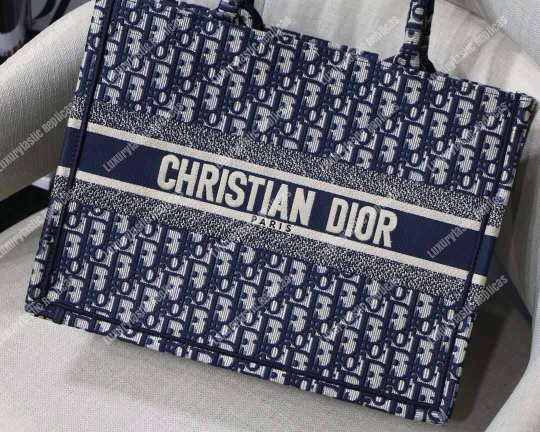 D*or small blue D*or oblique embroidered D*or book tote
