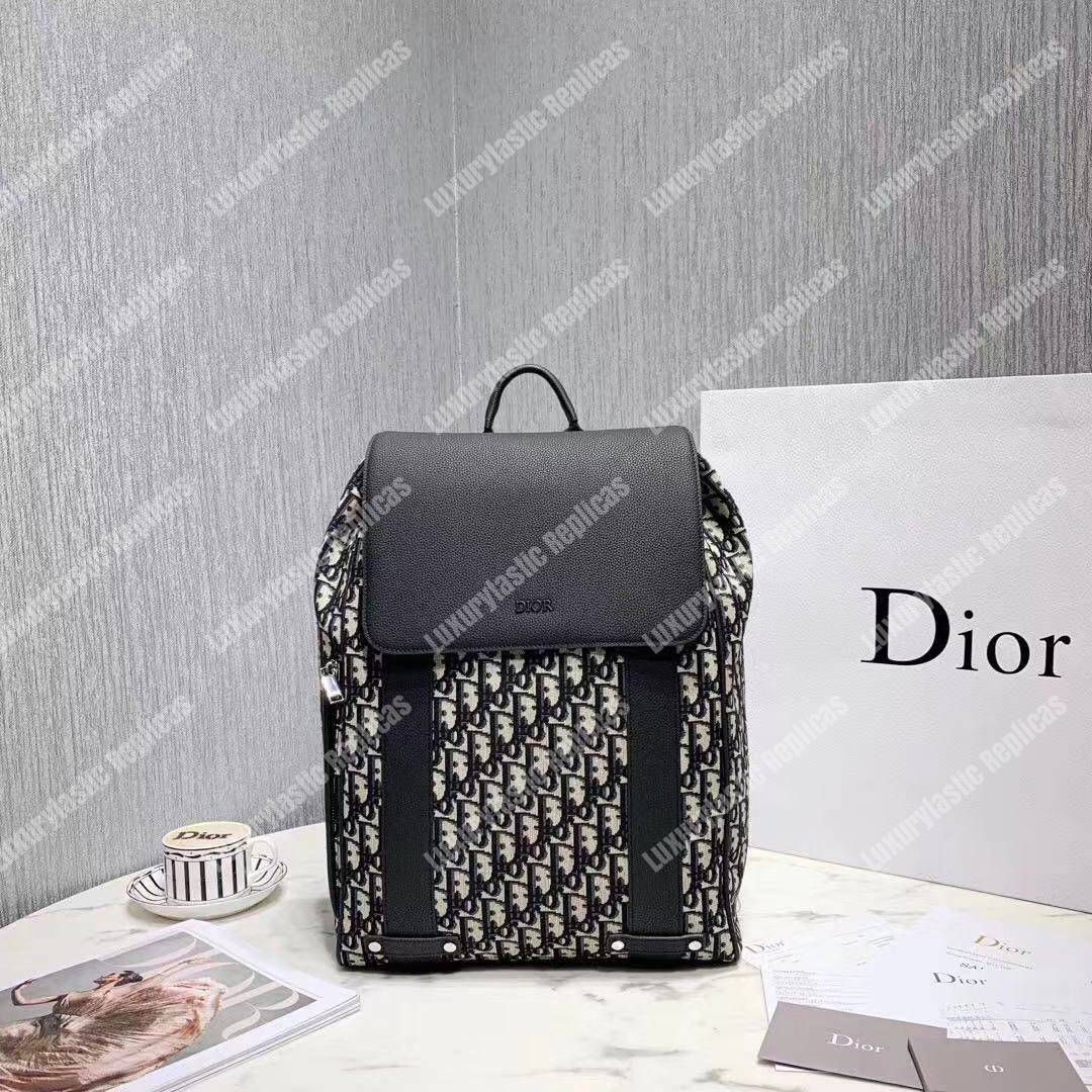 D*or beige and black D*or oblique jacquard backpack