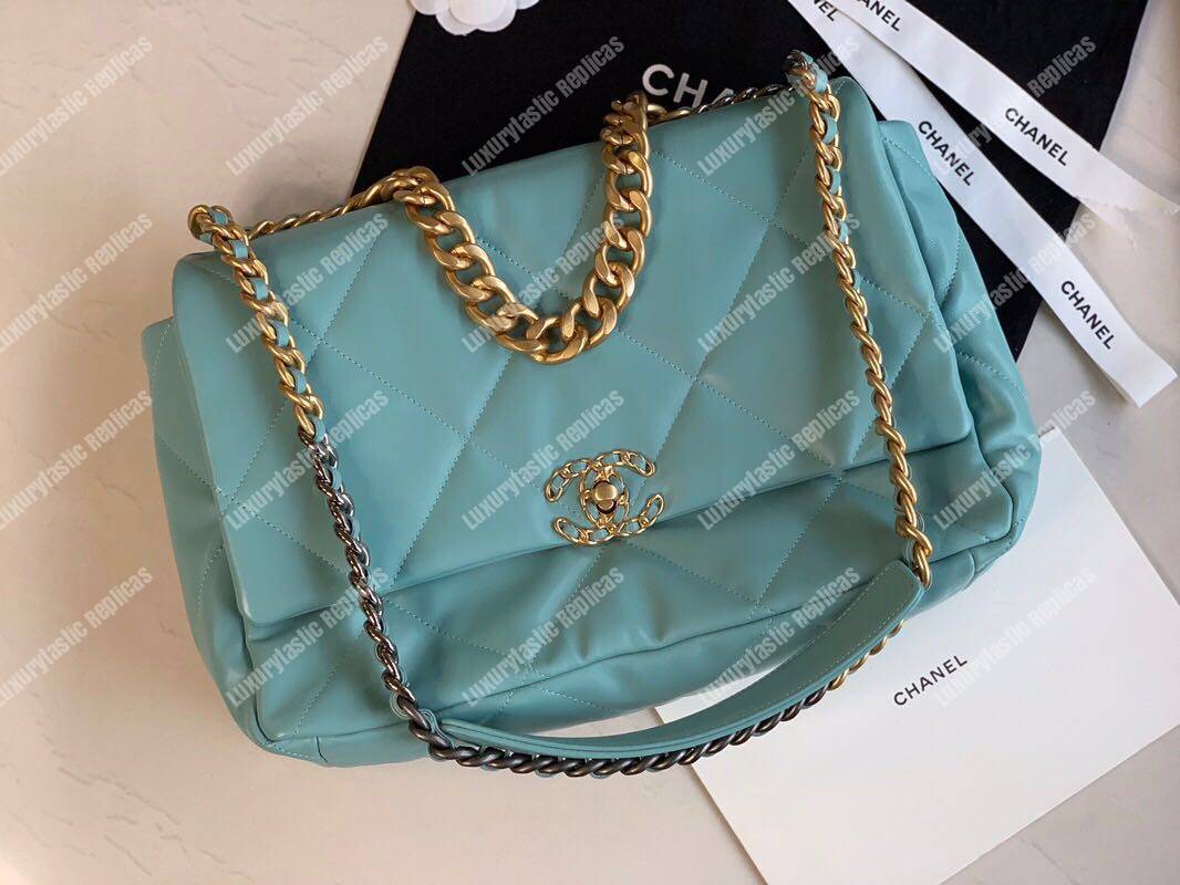 Ch*el 19 maxi flap bag sky blue