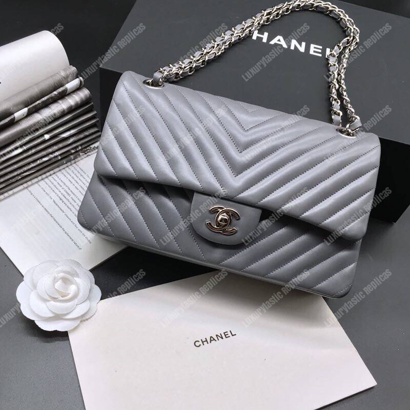 Ch*el classic medium handbag grey