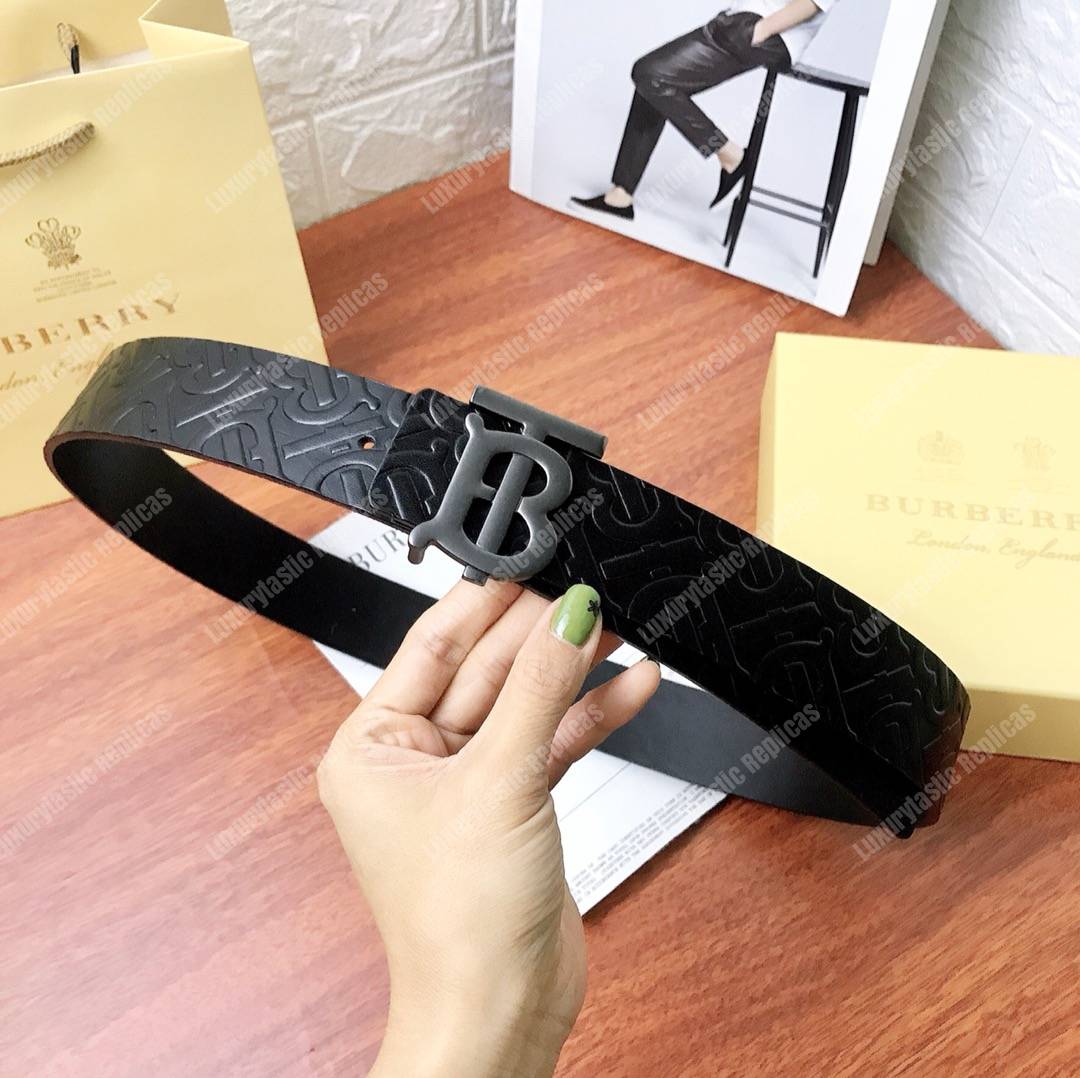 B**rry monogram motif monogram leather belt black