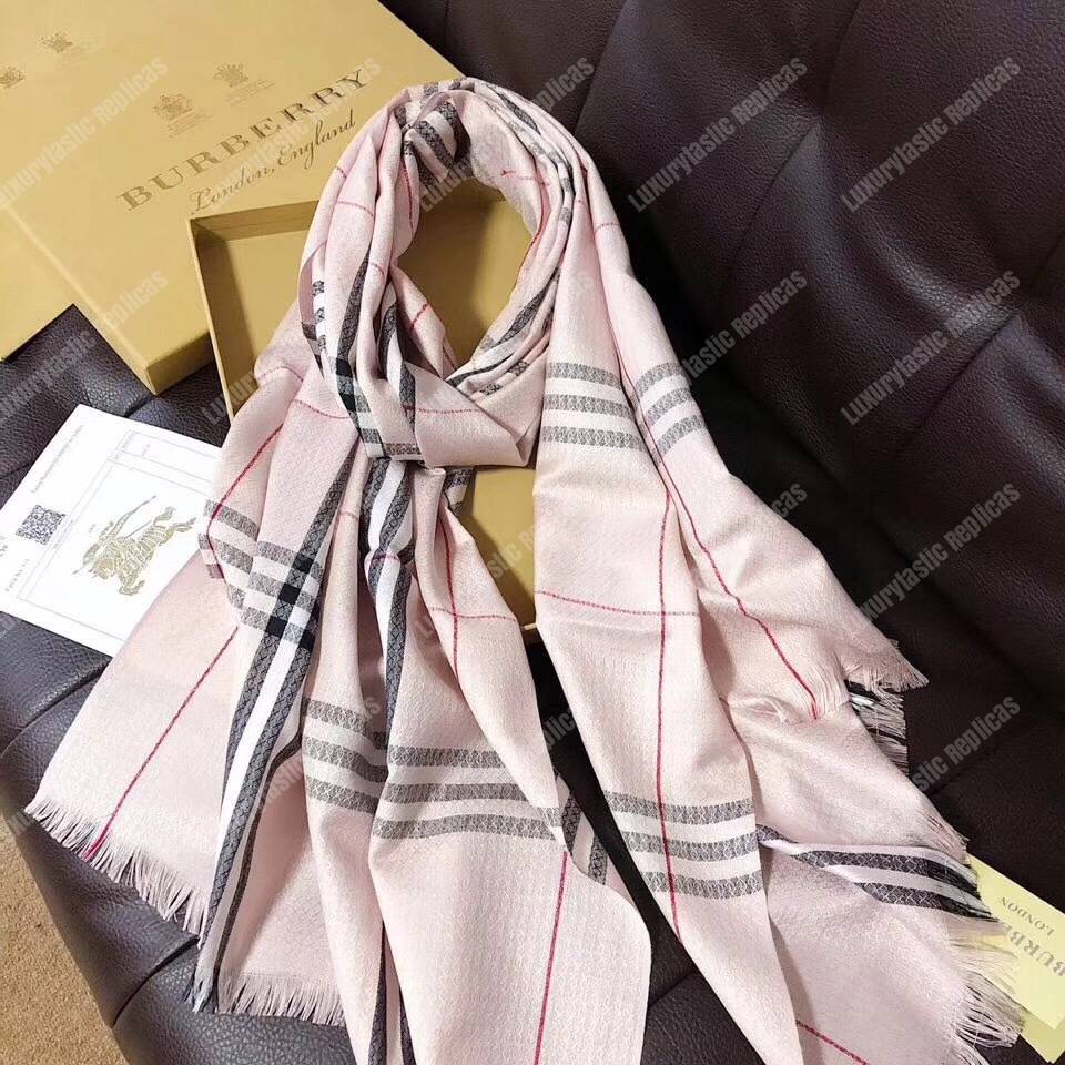 B**rry check cashmere scarf pink