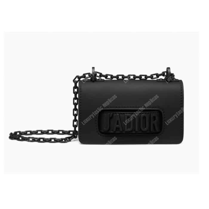 mini j’aD*or flap bag – black calfskin