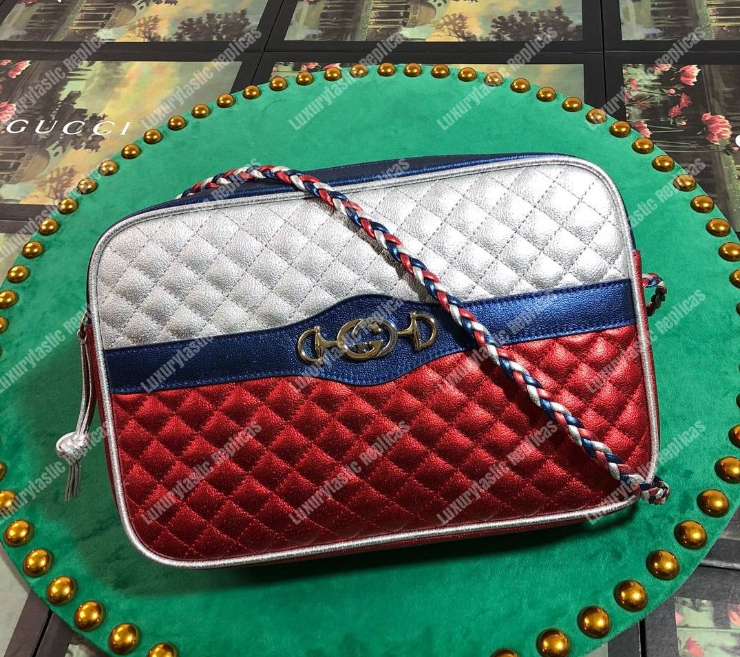 G*u*i laminated leather small shoulder bag red/white