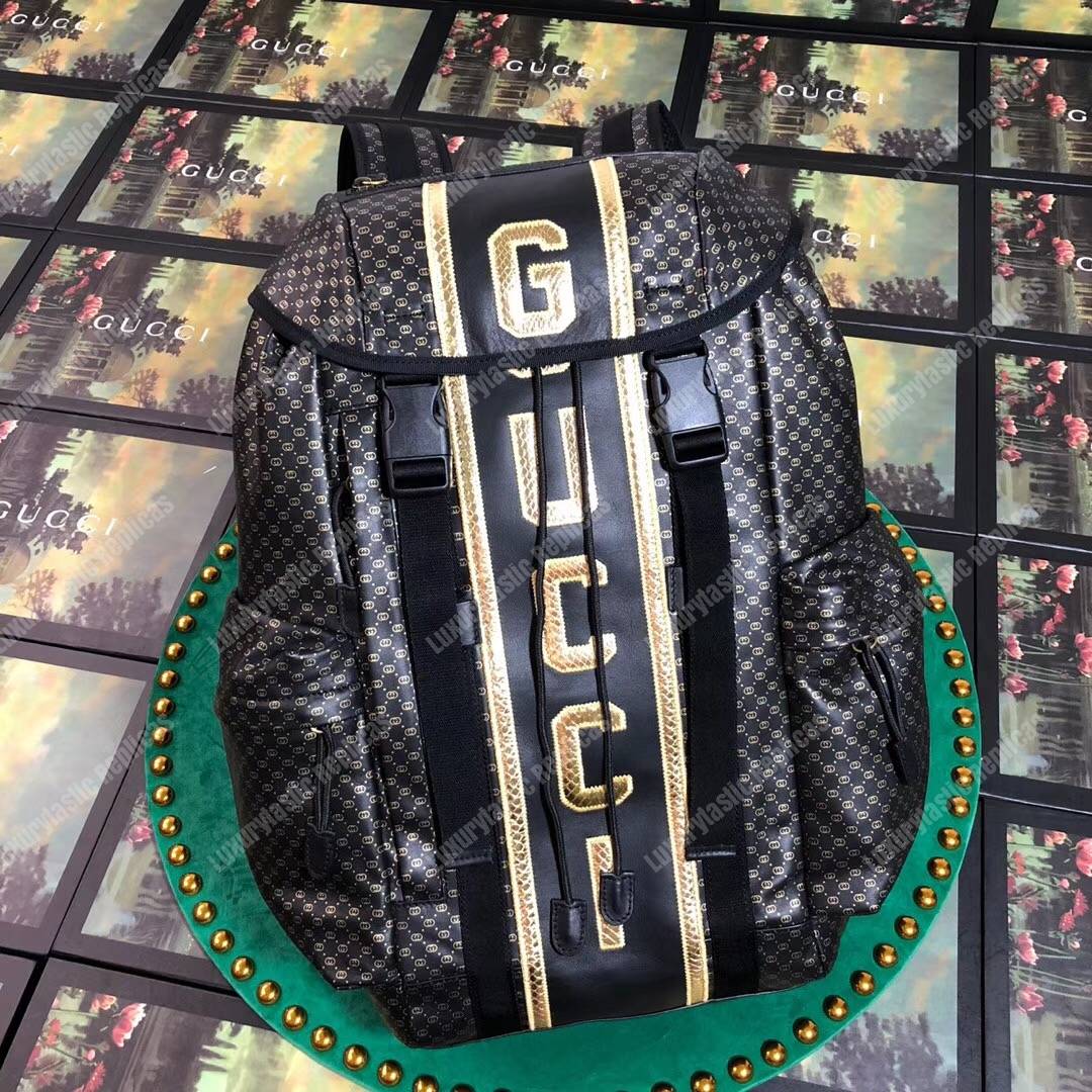 G*u*i dapper dan backpack with gold gg pattern