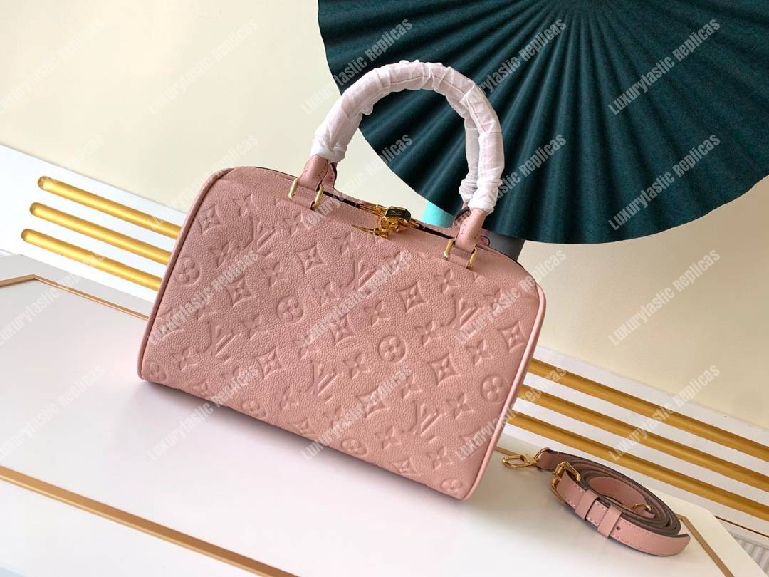 LV Speedy Bandouliere 25 Monogram Empreinte Leather Rose Poudre