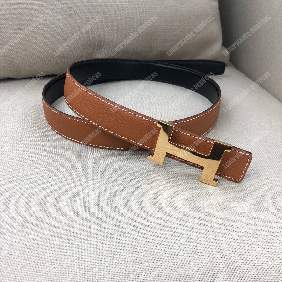 H**mes mini 5382 belt buckle & reversible leather strap brown / black