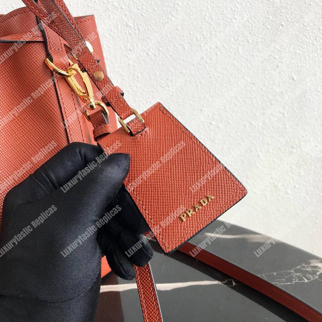 Pra*a saffiano leather bucket bag clay