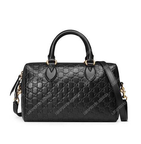 G*u*i signature medium top handle bag black
