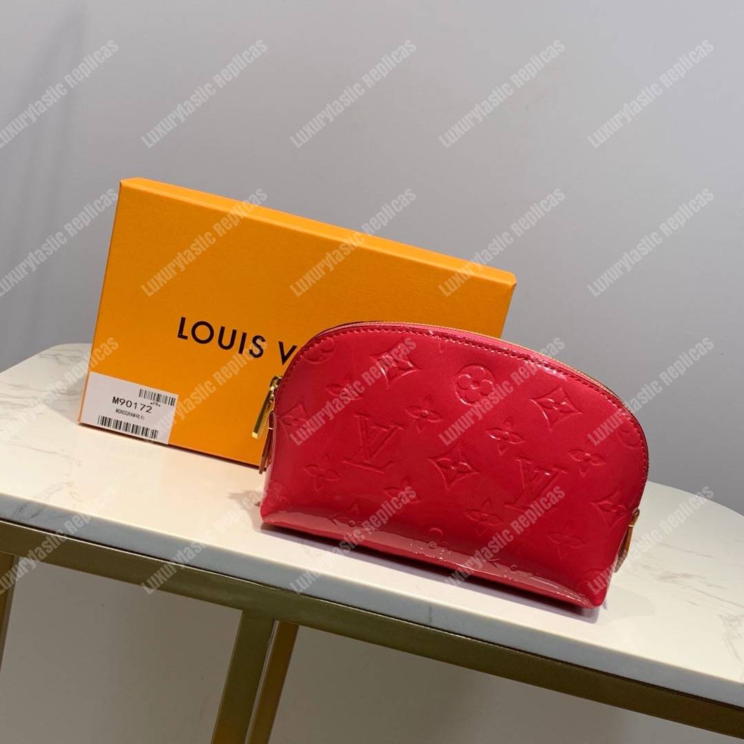 LV Cosmetic Pouch Monogram Vernis Leather Pink