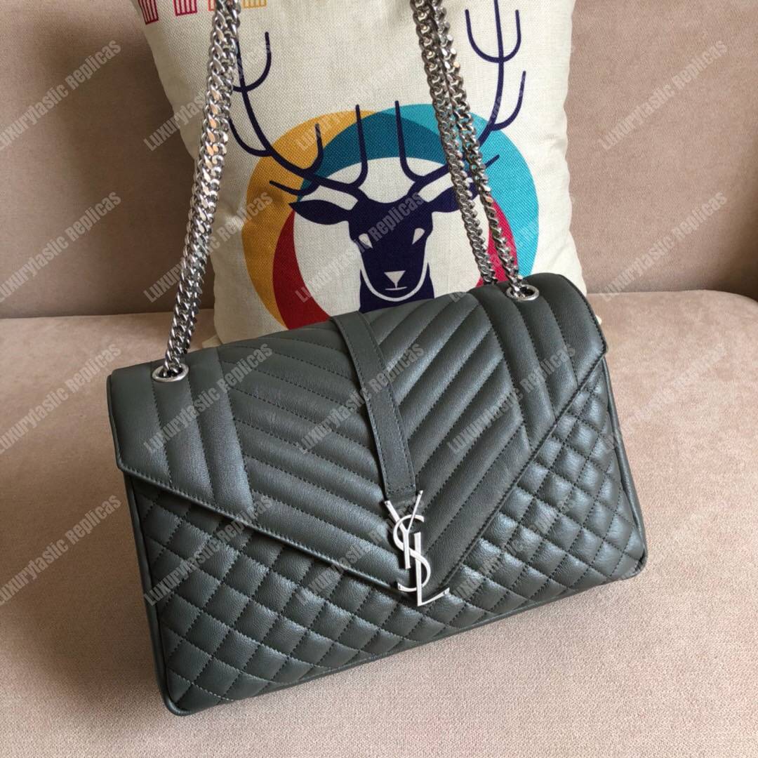 Saint Laurent Classic Large Soft Envelope Dark Anthracite