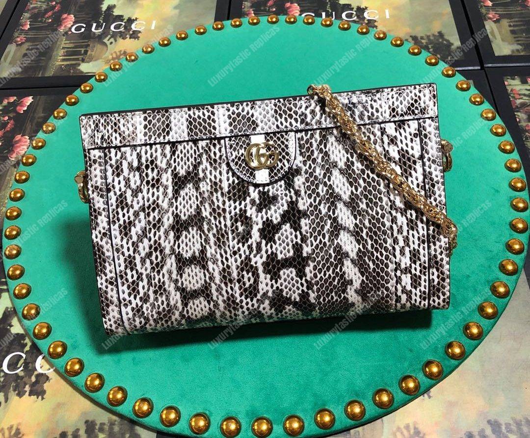 G*u*i ophidia small snakeskin shoulder bag grey