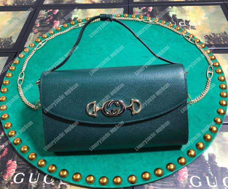 G*u*i zumi dark green smooth leather small shoulder bag