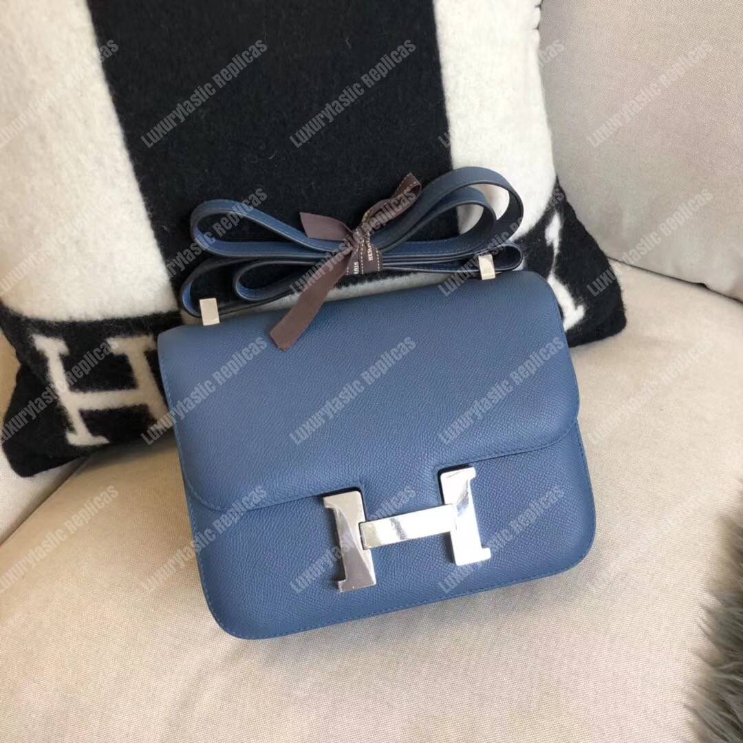 H**mes constance 18 bag epsom blue agate swift gris moutte palladium hardware