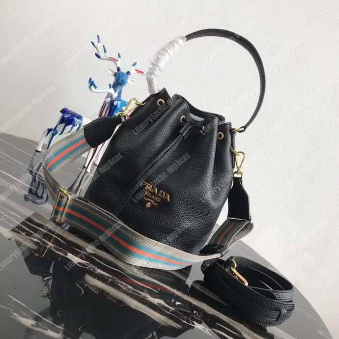 Pra*a leather bucket bag black