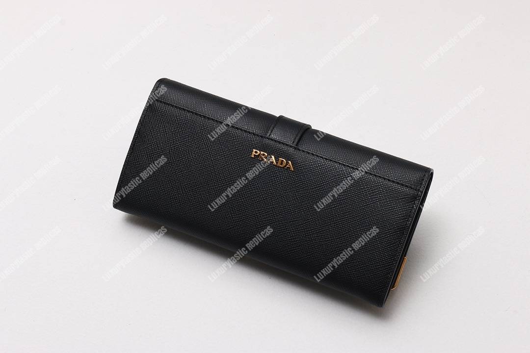 Pra*a cahier saffiano leather wallet large black