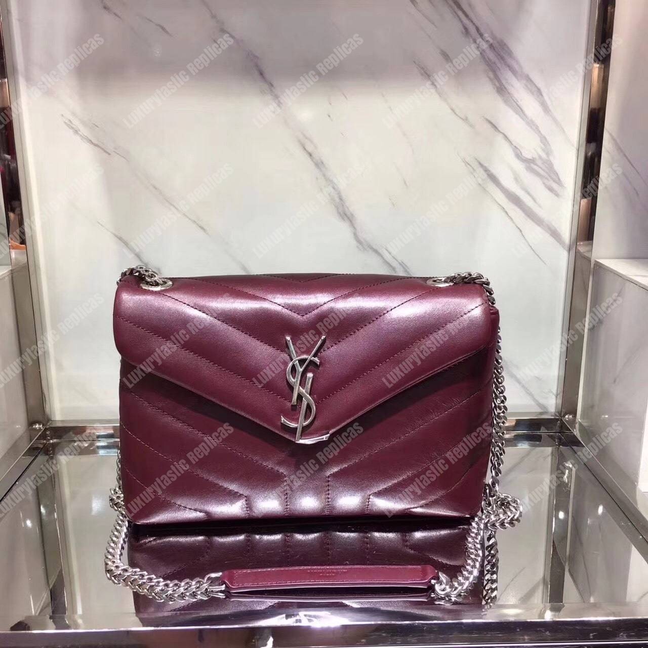 Saint Laurent Small Loulou Monogram Chain Bag Red Metallic