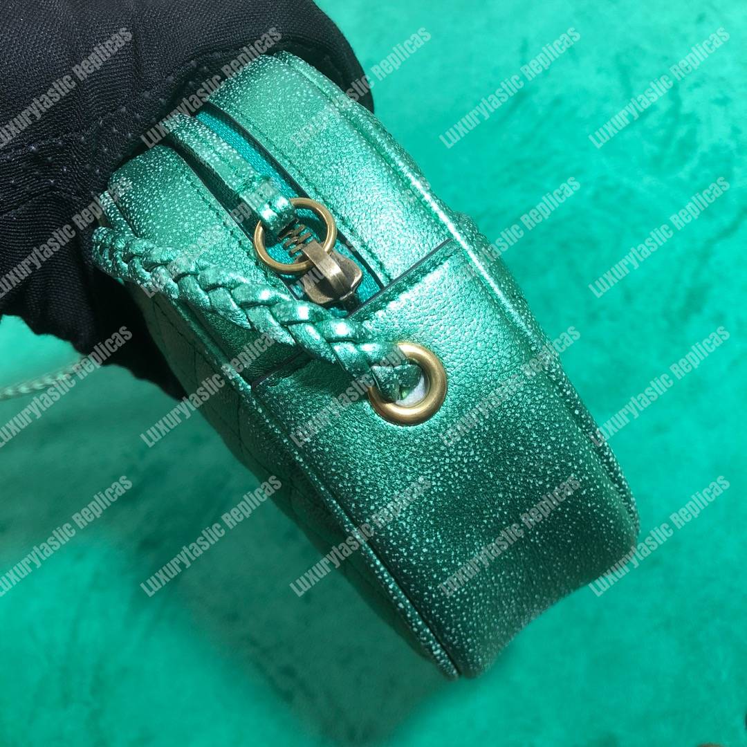 G*u*i laminated leather mini bag green
