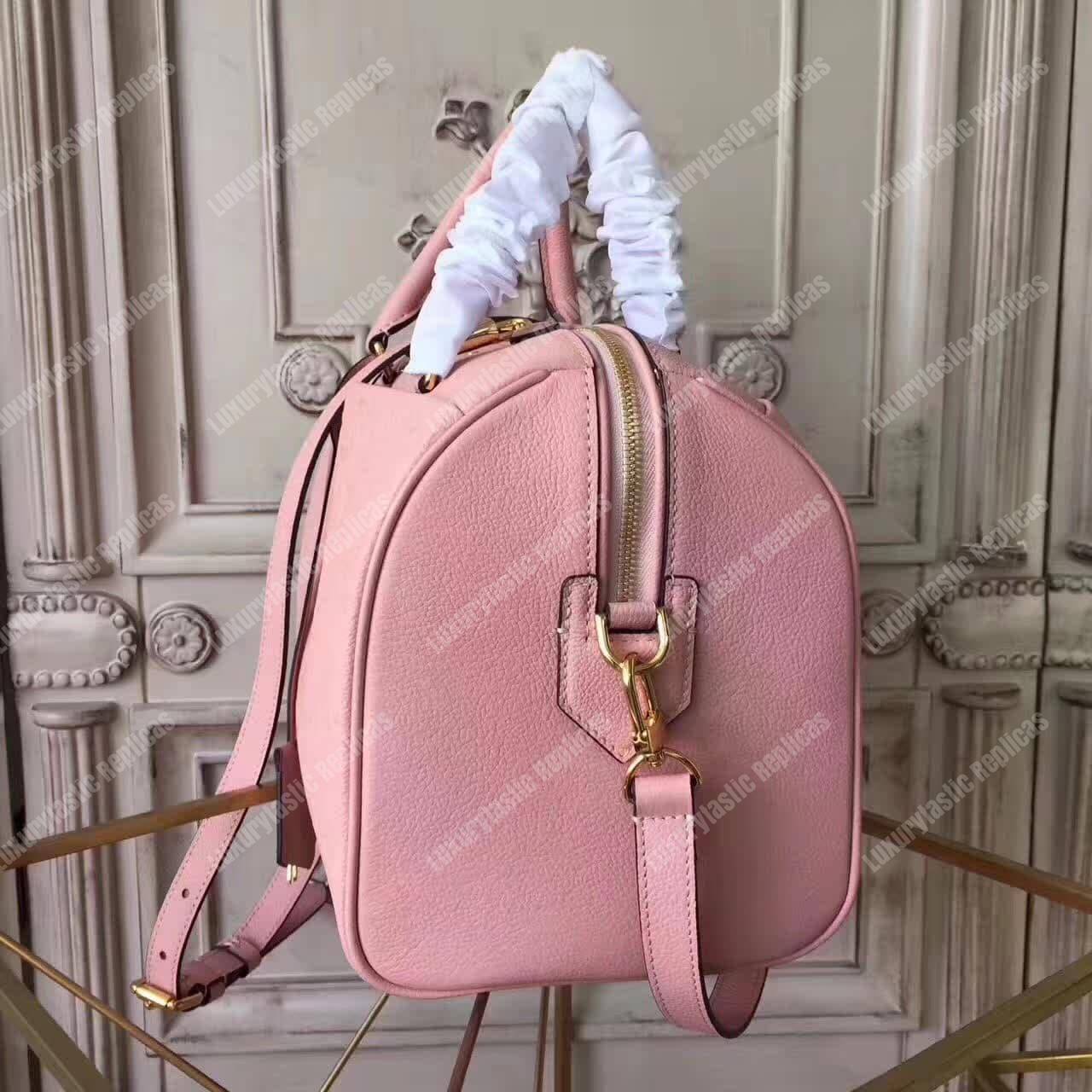 LV Speedy Bandouliere 30 Monogram Empreinte Leather Rose Poudre