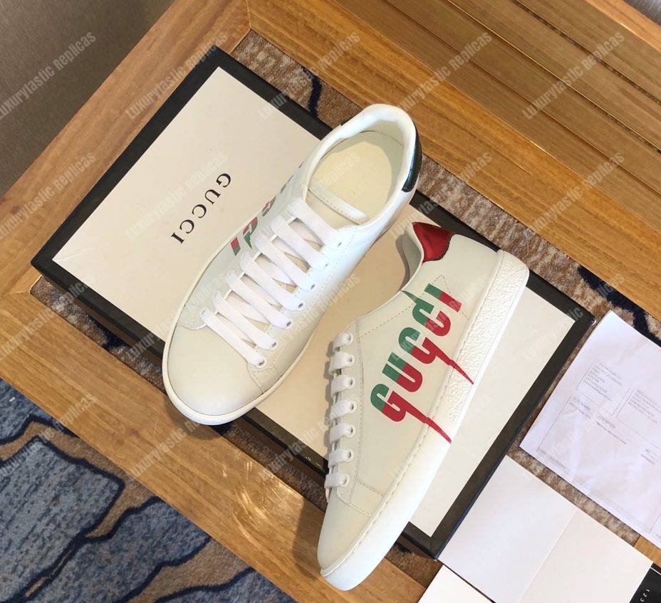 G*u*i ace sneaker with G*u*i blade white