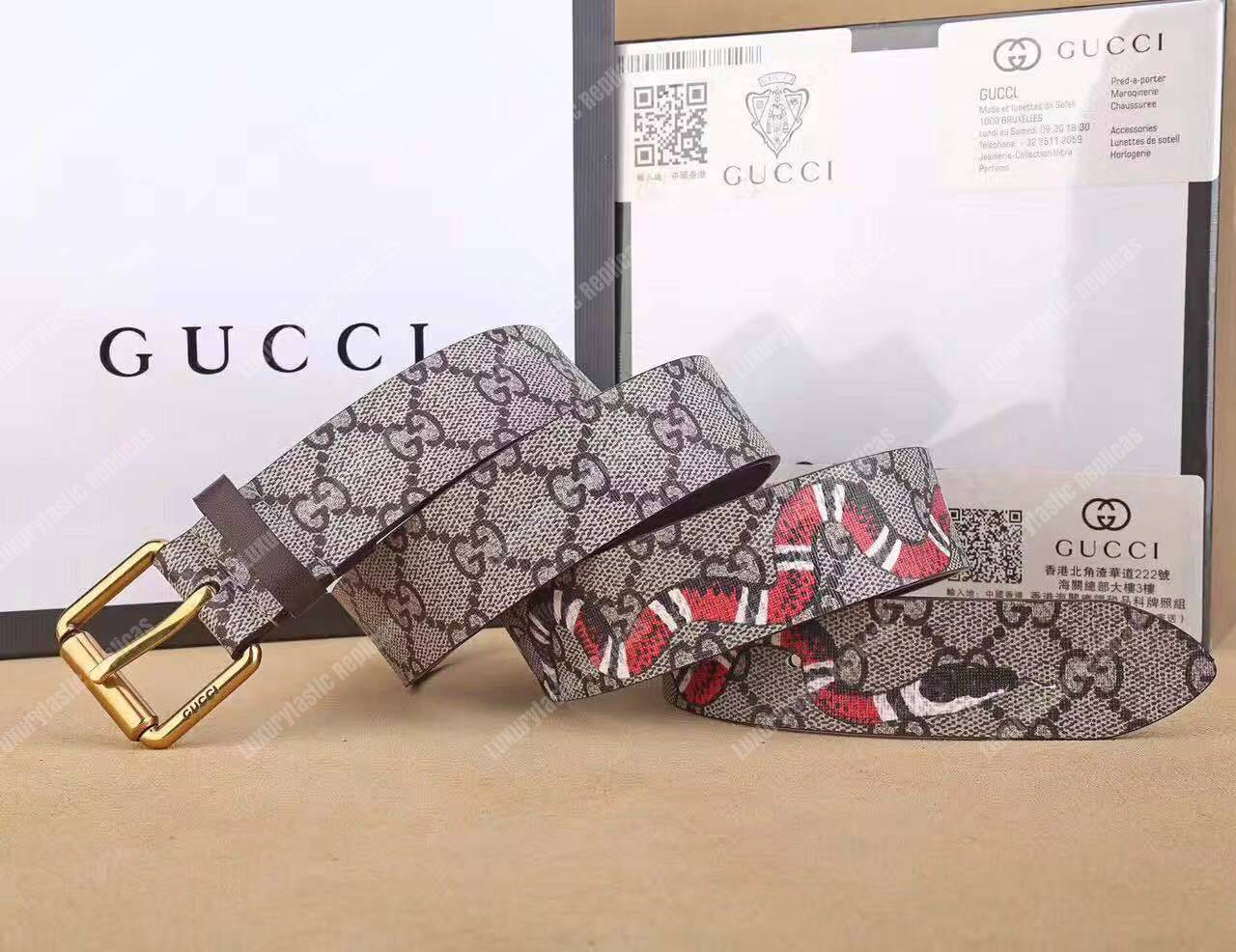 gg Sup*e belt with kingsnake print