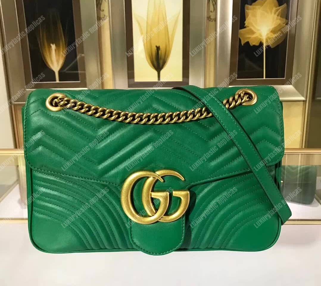 G*u*i gg marmont medium matelasse shoulder bag emerald green