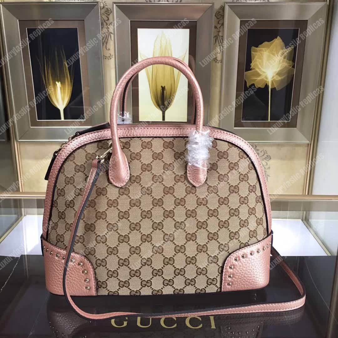 G*u*i gg canvas top handle bag light pink