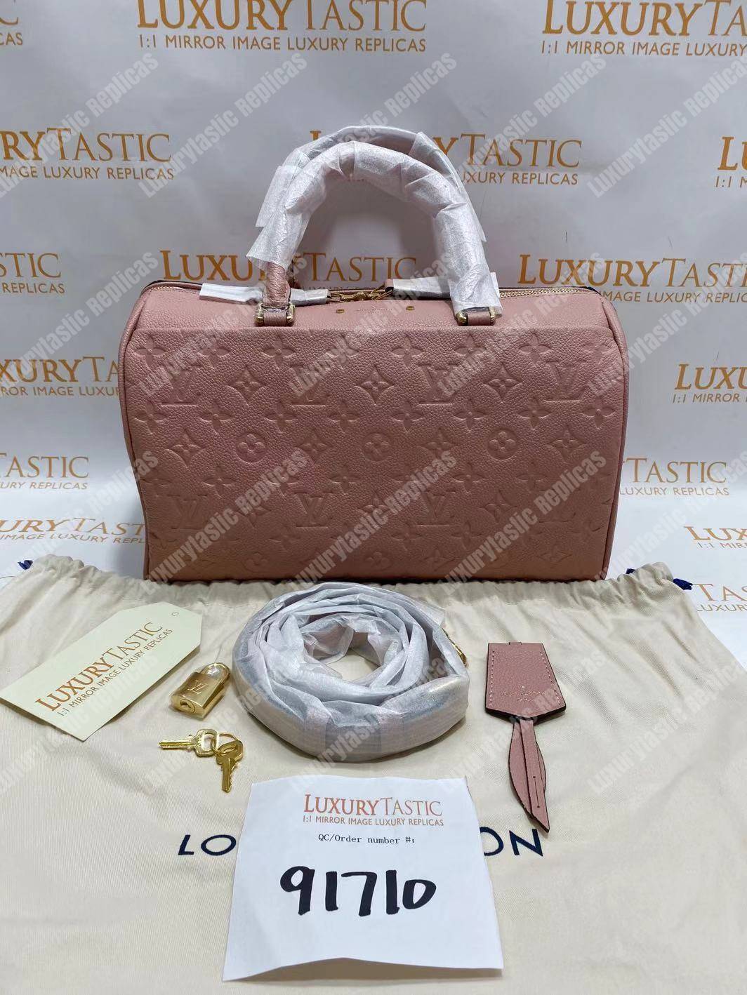 LV Speedy Bandouliere 30 Monogram Empreinte Leather Rose Poudre