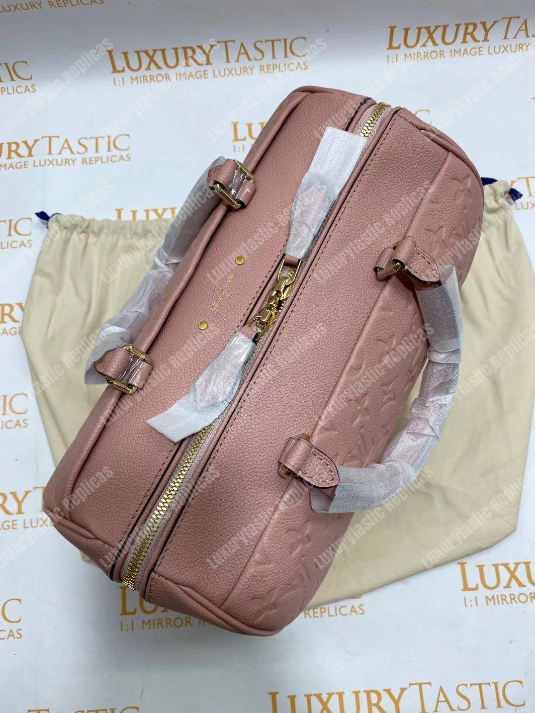 LV Speedy Bandouliere 30 Monogram Empreinte Leather Rose Poudre