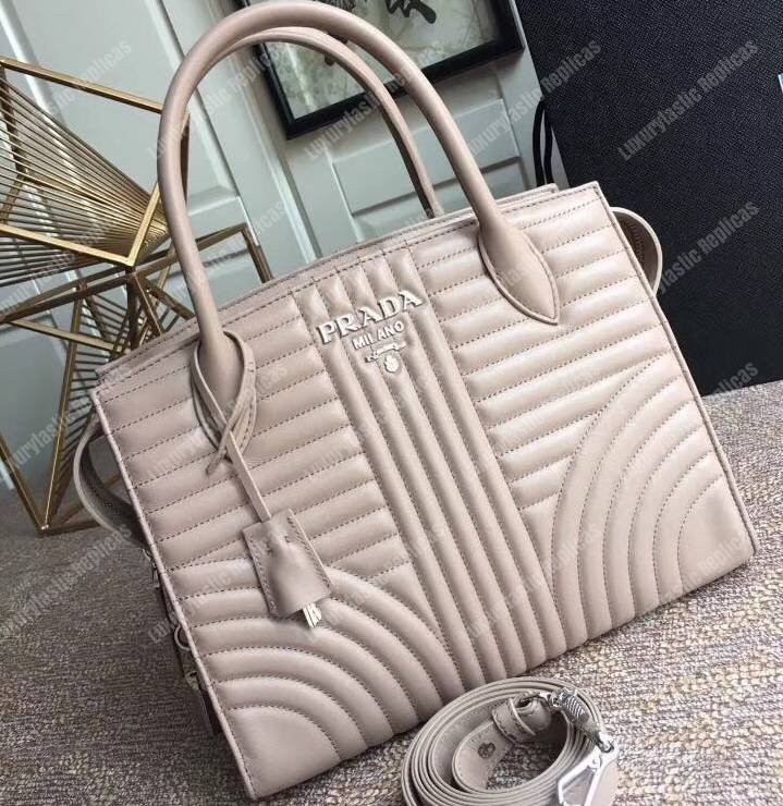 Pra*a diagramme leather handbag powder pink