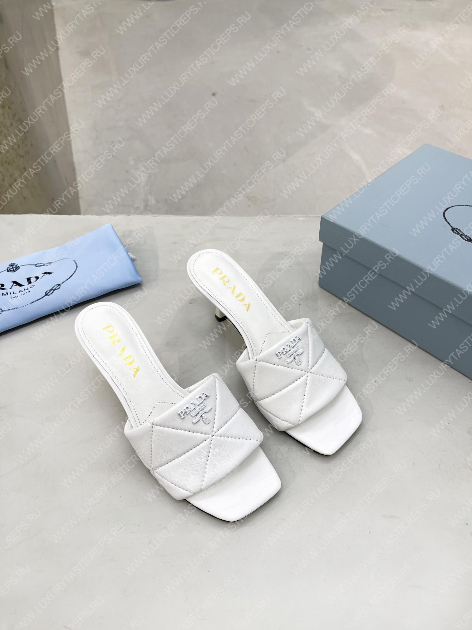 Pra*a quilted nappa leather heeled sandals white 1xx583