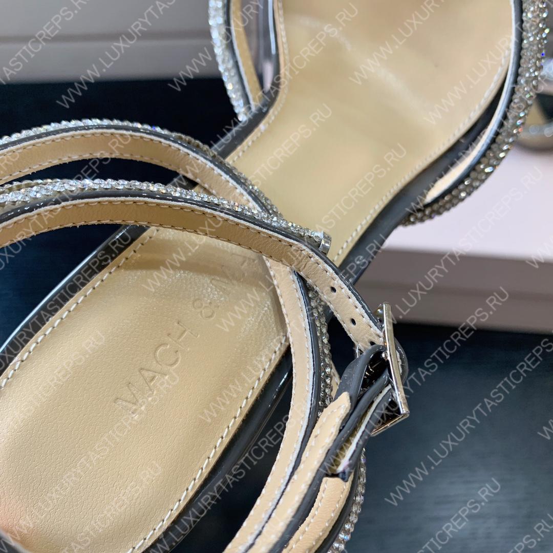 MACH AND MACH DOUBLE BOW 110 CRYSTAL SATIN PUMPS GREY FW200235