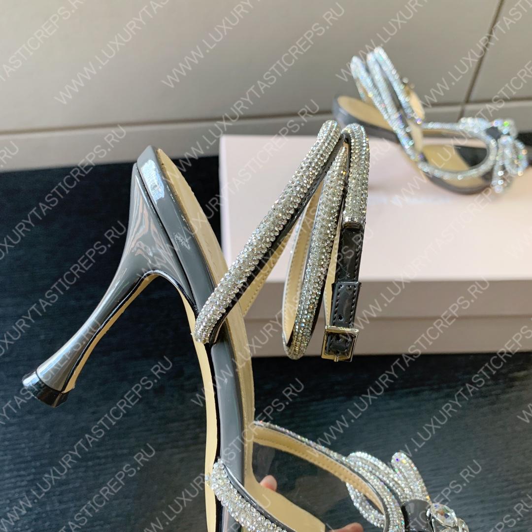 MACH AND MACH DOUBLE BOW 110 CRYSTAL SATIN PUMPS GREY FW200235